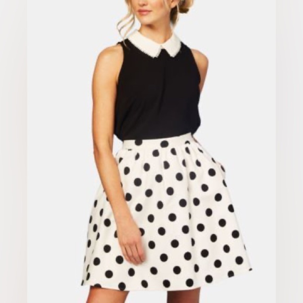 CeCe Dappled Dot A-Line skirt Size 8 (a4